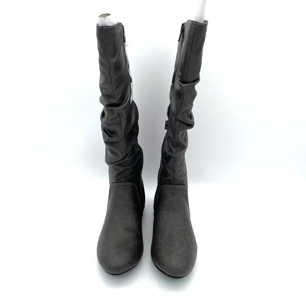 Lower East Side PU Rory Women's Gray Slouch Knee High Boots Size 6 EU 37.5 NWT